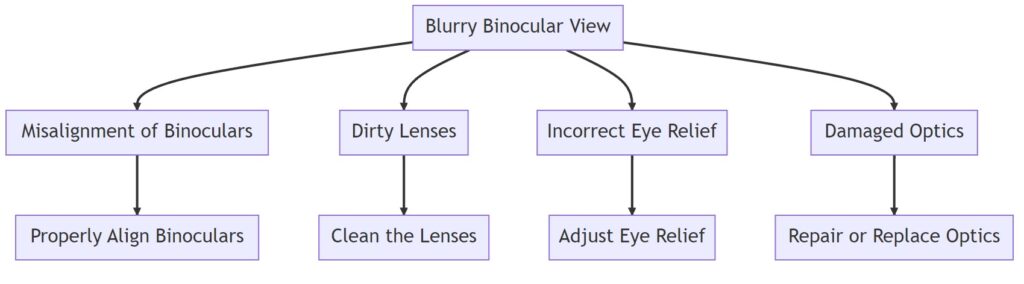 Image describing reasons behind blurry binocular views and their solutions